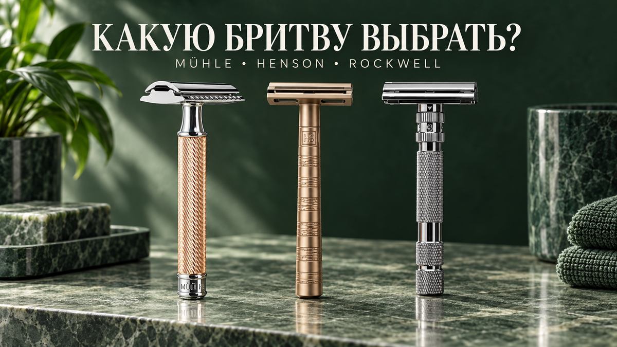 Иллюстрация подборки: Mühle R89, Henson AL13 Medium и Rockwell Model T на зелёном фоне